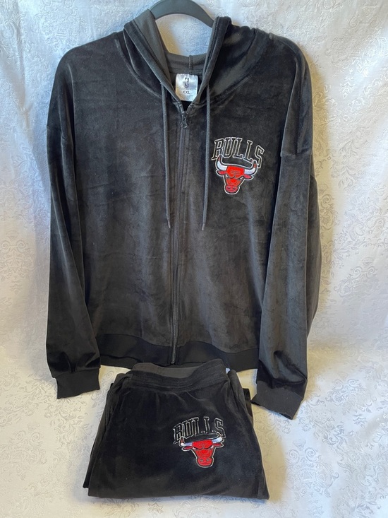 NBA Pants - NBA Black Velour Zip Hoodie and Pants Set.  Sweatshirt is size XXL.  Pants are L